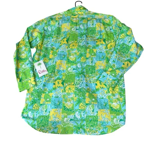 Colorful Green and Yellow Men's Shirt - Picture 4 of 14